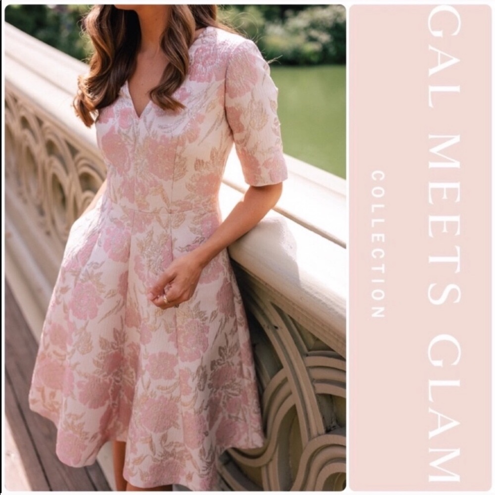 Gal meets glam pink jacquard dress